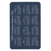 ネイビーブルーとホワイト2026カレンダーとカスタム文字 マグネット (縦)