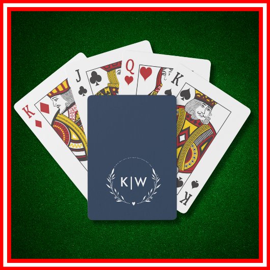 ネイビーブルーとホワイト | イニシャルモダンモノグラム トランプ