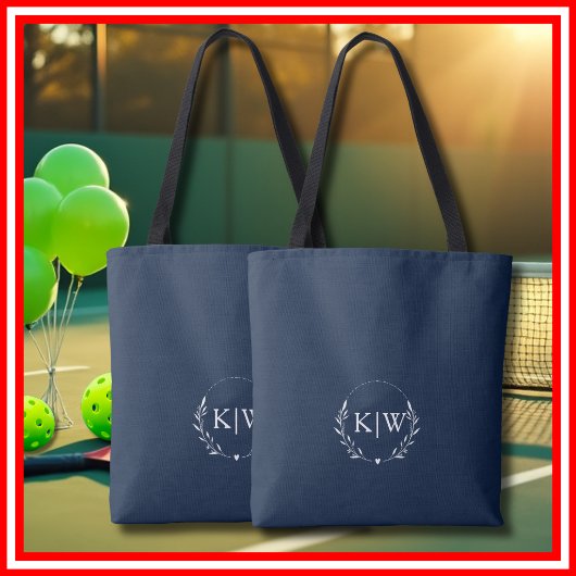 ネイビーブルーとホワイト | イニシャルモダンモノグラム トートバッグ