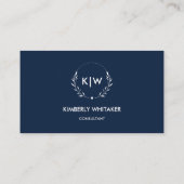 ネイビーブルーとホワイト | イニシャルモダンモノグラム 名刺 (裏面)