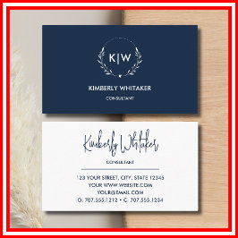 ネイビーブルーとホワイト | イニシャルモダンモノグラム 名刺