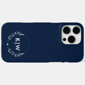 ネイビーブルーとホワイト | モダンイニシャルモノグラム Case-Mate iPhoneケース (裏面 (横))