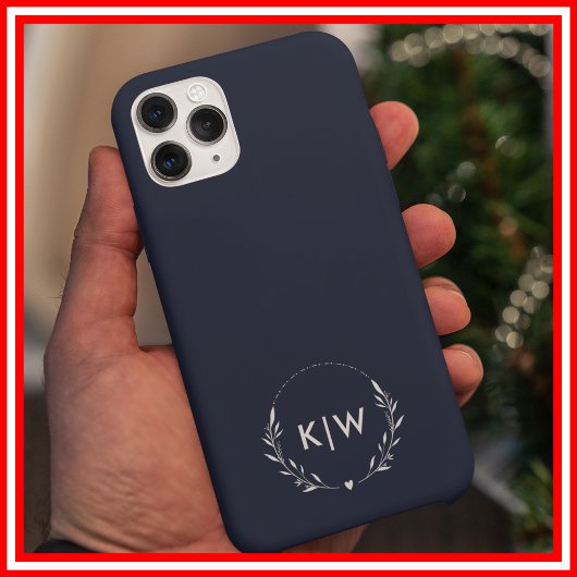 ネイビーブルーとホワイト | モダンイニシャルモノグラム Case-Mate iPhoneケース