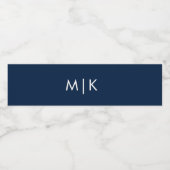 ネイビーブルーとホワイト |モノグモダンラム結婚ズ ペットボトルラベル (シングルラベル)