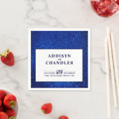 ネイビーブルーとホワエレガントイシンプルトのモダン結婚 スタンダードカクテルナプキン (インサイチュ)