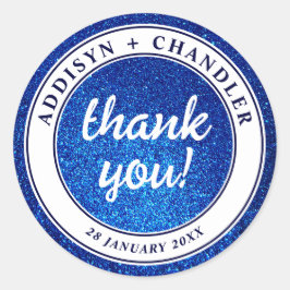 ネイビーブルーとホワエレガントイシンプルトのモダン結婚 ラウンドシール