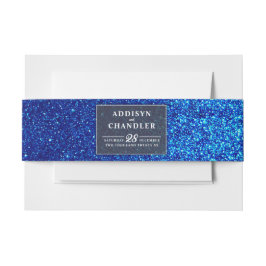 ネイビーブルーとホワエレガントイシンプルトのモダン結婚 招待状ベリーバンド