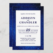 ネイビーブルーとホワエレガントイシンプルトのモダン結婚 招待状 (正面/裏面)