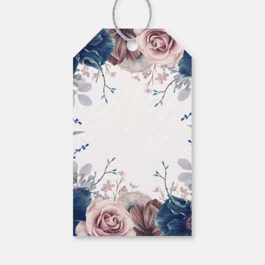 ネイビーブルーとマウヴのフローラ結婚ズ ギフトタグ (裏面)