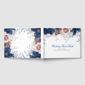 ネイビーブルーとマウヴのフローラ結婚ズ ゲストブック (全面)