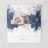 ネイビーブルーとマウヴのフローラ結婚ズ プレイスカード (外部開封)