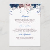 ネイビーブルーとマウヴ結婚のインフォメーションゲスト エンクロージャーカード (正面)