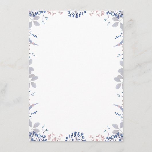 ネイビーブルーとマウヴ結婚のインフォメーションゲスト エンクロージャーカード (裏面)