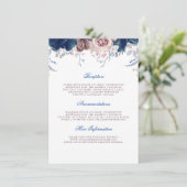 ネイビーブルーとマウヴ結婚のインフォメーションゲスト エンクロージャーカード (スタンド正面)