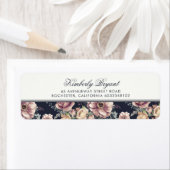 ネイビーブルーとマウーブのフローラヴィンテージ ラベル (インサイチュ)