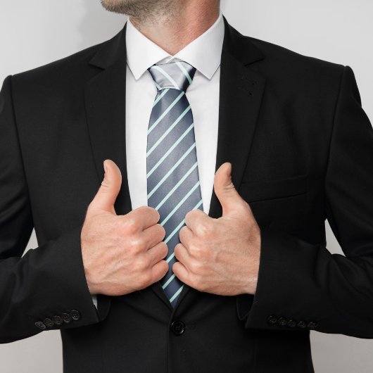 ネイビーブルーとミントストライプ ネクタイ