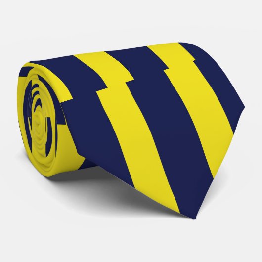 ネイビーブルーとメイズストライプのネクタイ ネクタイ (ロール)