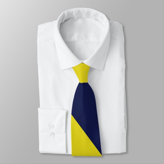 ネイビーブルーとメイズ対角タイストライプのプ ネクタイ (タイ)