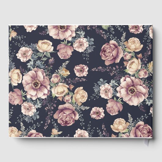 ネイビーブルーとメイヴフローラヴィンテージウェディング ゲストブック (裏面)