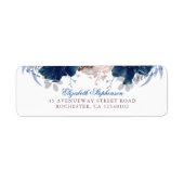 ネイビーブルーとメイヴフローラヴィンテージウェディング ラベル (正面)