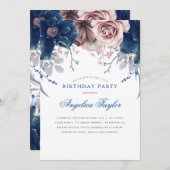 ネイビーブルーとメイヴフローラ誕生会 招待状 (正面/裏面)
