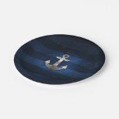 ネイビーブルーとメタルいかり ペーパープレート (アングル)