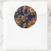 ネイビーブルーとレッドのペイズリーパターン ラウンドシール (バッグ)