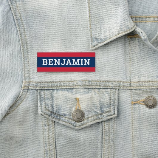 ネイビーブルーとレッドストライプフォント 名札 (インサイチュ)