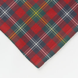 ネイビーブルーとレッドフォスター藩タータンチェックモノグラム フリースブランケット