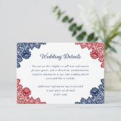 ネイビーブルーとレッドフローラレース結婚の詳細 エンクロージャーカード (スタンド正面)