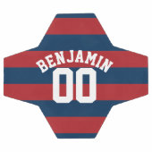 ネイビーブルーとレッドラグビーストライプグの名前番号 サッカーボール (フラット)