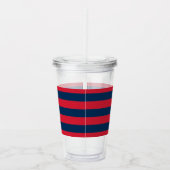 ネイビーブルーとレッドラグビーストライプ名前をカスタムする付き アクリルタンブラー (右)