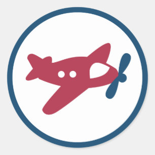 ネイビーブルーとレッドヴィンテージ飛行機航空便 ラウンドシール