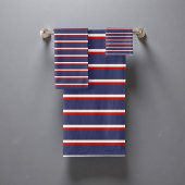ネイビーブルーとレッド航海のストライプのパターンスタイリッシュ バスタオルセット