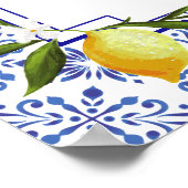 ネイビーブルーとレモンのウェディングシャワー歓迎 ポスター (角)