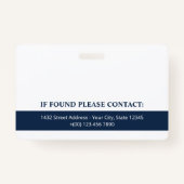 ネイビーブルーとロゴ写真QRコード従業員ID バッジ (裏面)