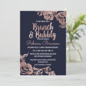 ネイビーブルーとローズゴールドのフラワー ブランシュとバブルリー 招待状 (スタンド正面)