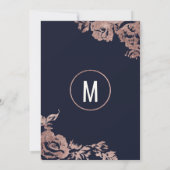 ネイビーブルーとローズゴールドの花の願い事の井戸 招待状 (裏面)