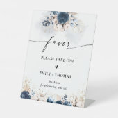 ネイビーブルーと埃っぽいバラの好意サイン 台座サイン (正面)