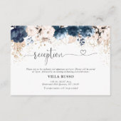 ネイビーブルーと埃っぽいバラウェディングレセプション エンクロージャーカード (正面)