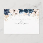 ネイビーブルーと埃っぽいバラウェディングレセプション エンクロージャーカード (裏面)