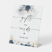 ネイビーブルーと埃っぽいバラギフトとカードサイン 台座サイン (正面)