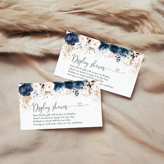 ネイビーブルーと埃っぽいバラディスプレイシャワーカード エンクロージャーカード