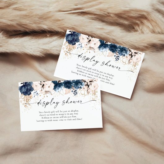 ネイビーブルーと埃っぽいバラディスプレイシャワー エンクロージャーカード