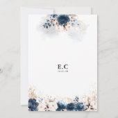 ネイビーブルーと埃っぽいバラブライダルシャワー招待状 招待状 (裏面)