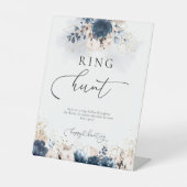 ネイビーブルーと埃っぽいバラリングや輪狩り標識 台座サイン (正面)