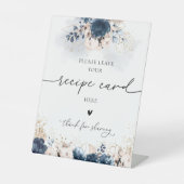 ネイビーブルーと埃っぽいバラレシピカードサイン 台座サイン (正面)