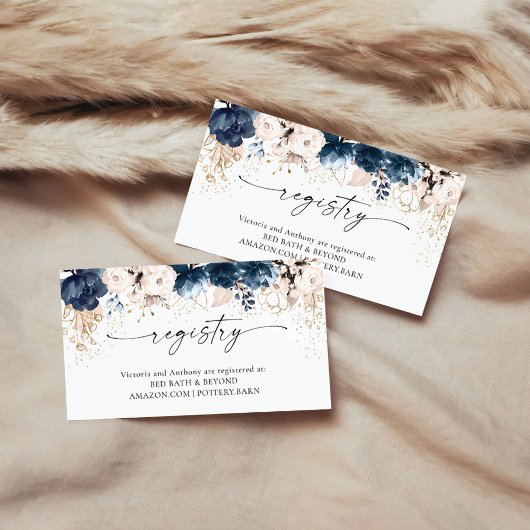 ネイビーブルーと埃っぽいバラレジストリエンクロージャカード エンクロージャーカード