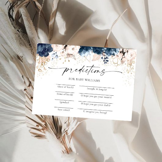 ネイビーブルーと埃っぽいバラ予測カード 招待状