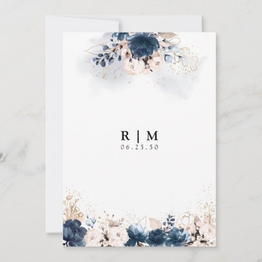 ネイビーブルーと埃っぽいバラ前夜 招待状 (裏面)